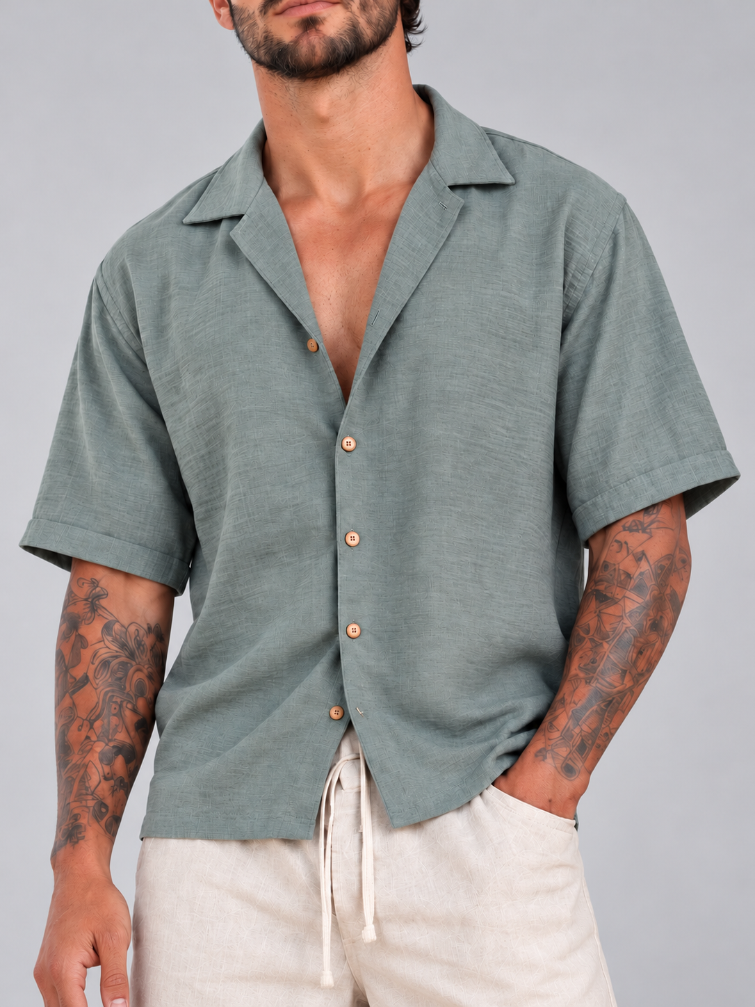 Camisa Fibrana Manga corta Verde