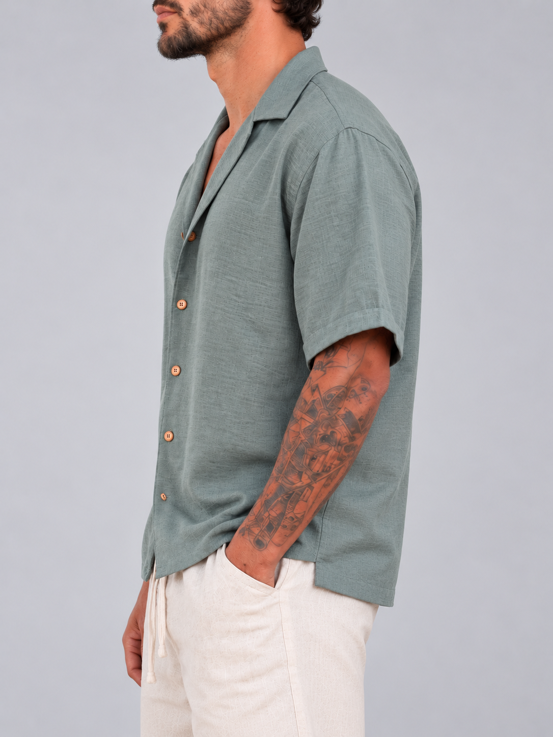 Camisa Fibrana Manga corta Verde