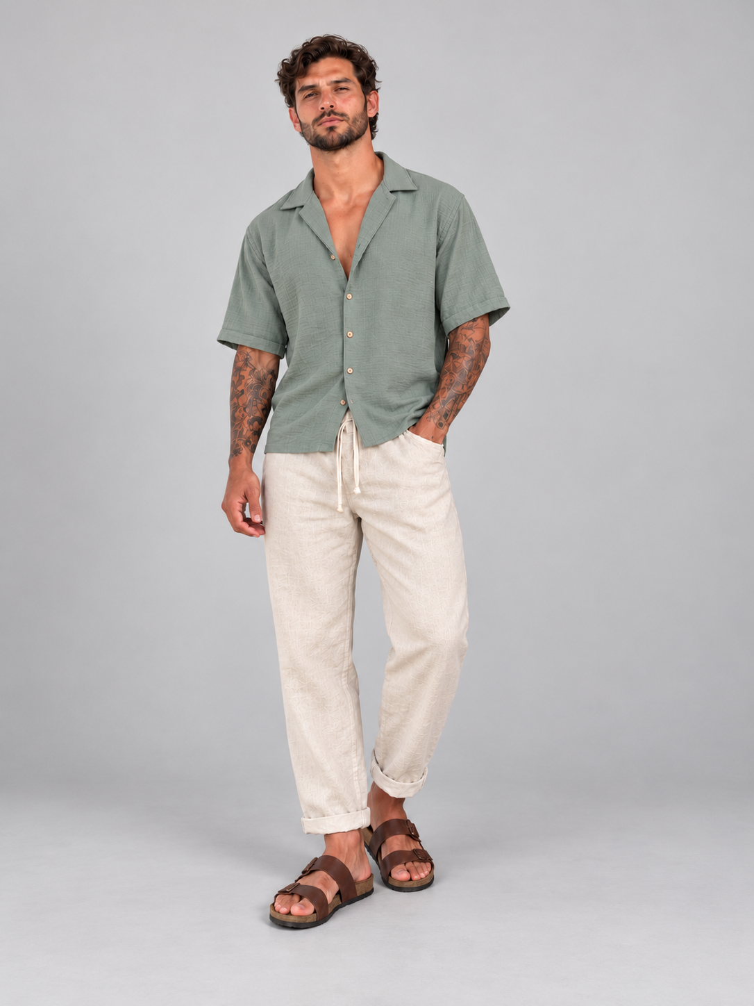 Camisa Fibrana Manga corta Verde