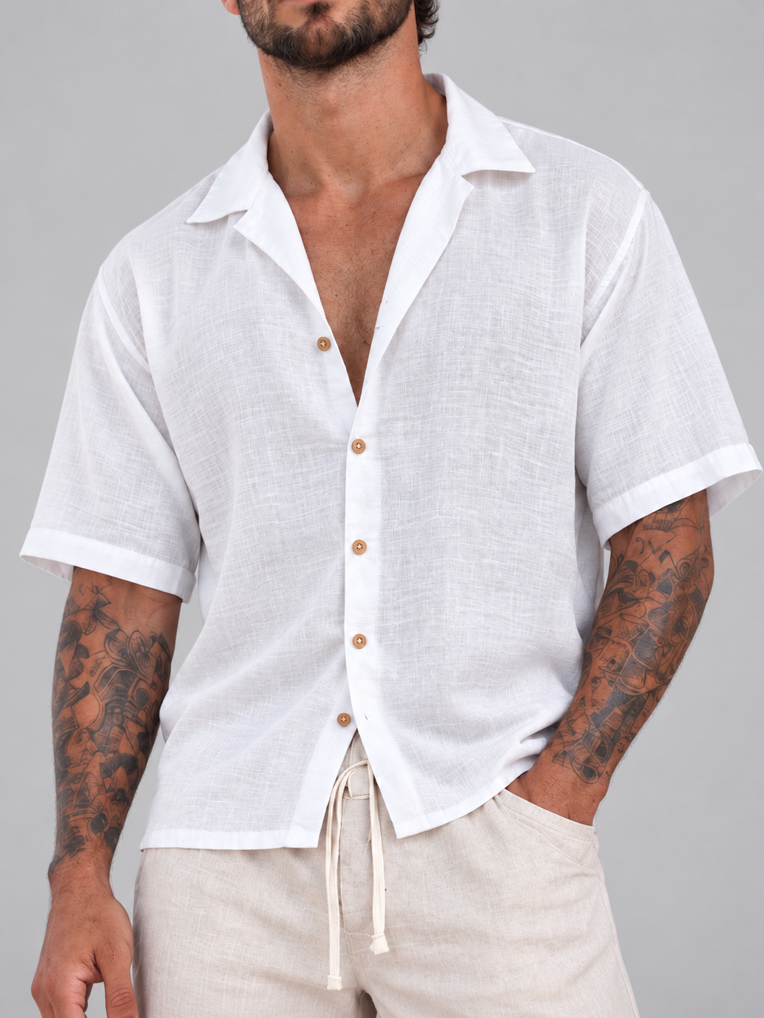 Camisa Fibrana Manga corta Blanca