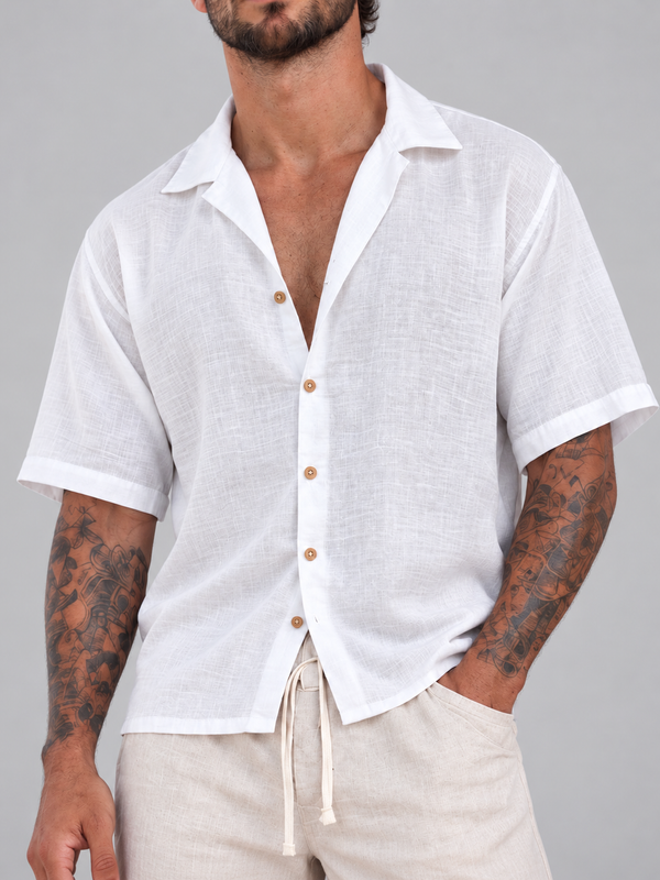 Camisa Fibrana Manga corta Blanca