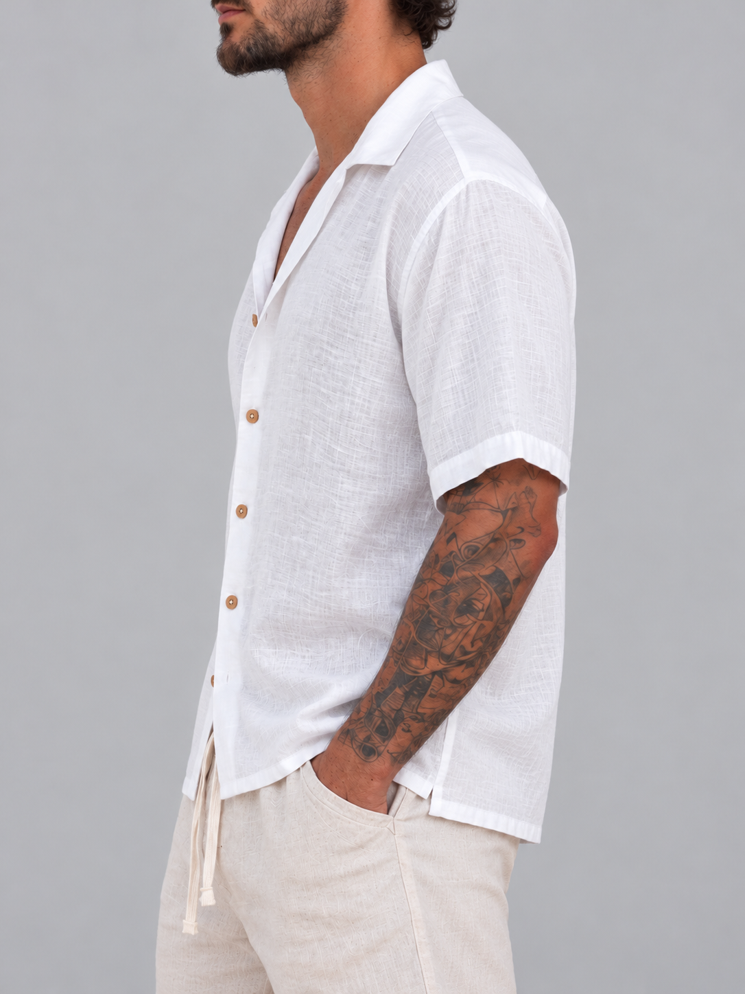 Camisa Fibrana Manga corta Blanca