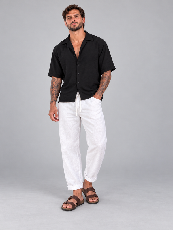 Camisa Fibrana Manga corta Negro