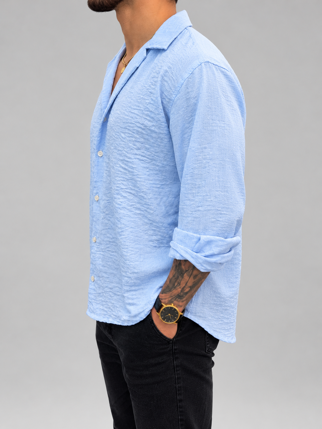 Camisa Fibrana Celeste Pastel