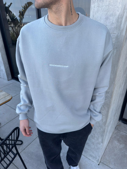 Buzo Over Bordado Gris