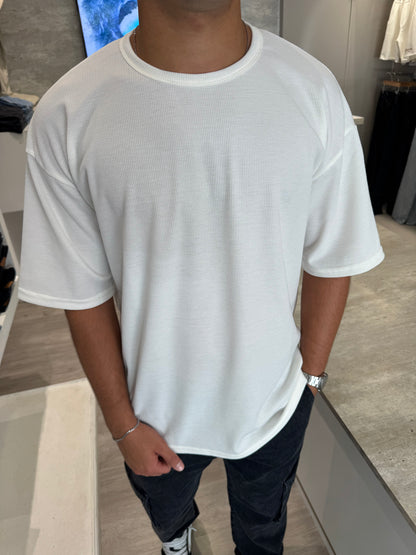 Remera Over Waffle Blanco