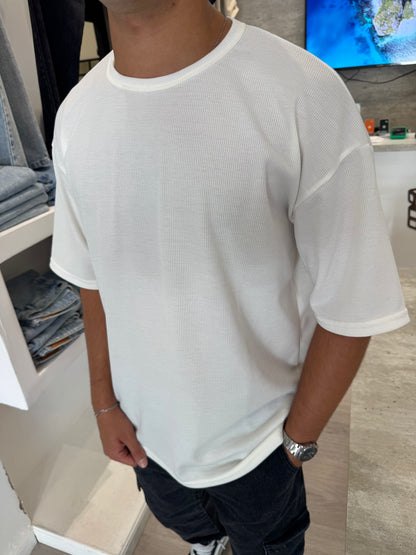 Remera Over Waffle Blanco