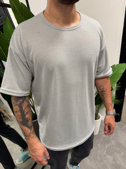 Remera Over Punto Gris Claro