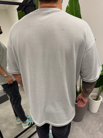 Remera Over Punto Gris Claro