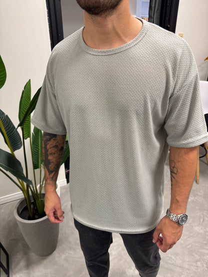 Remera Over Punto Gris Claro
