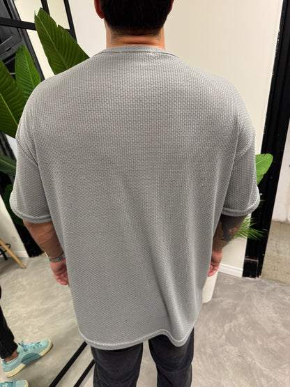 Remera Over Punto Gris Oscuro