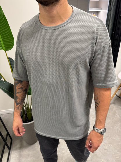 Remera Over Punto Gris Oscuro