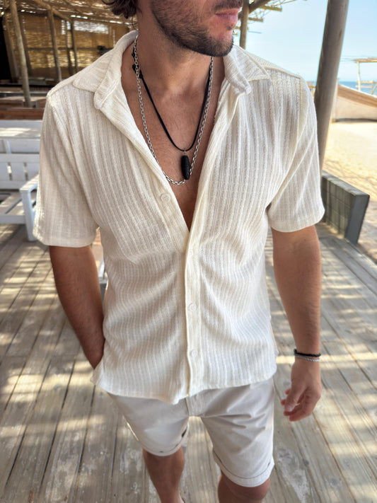 Camisa Tejida Trenza White