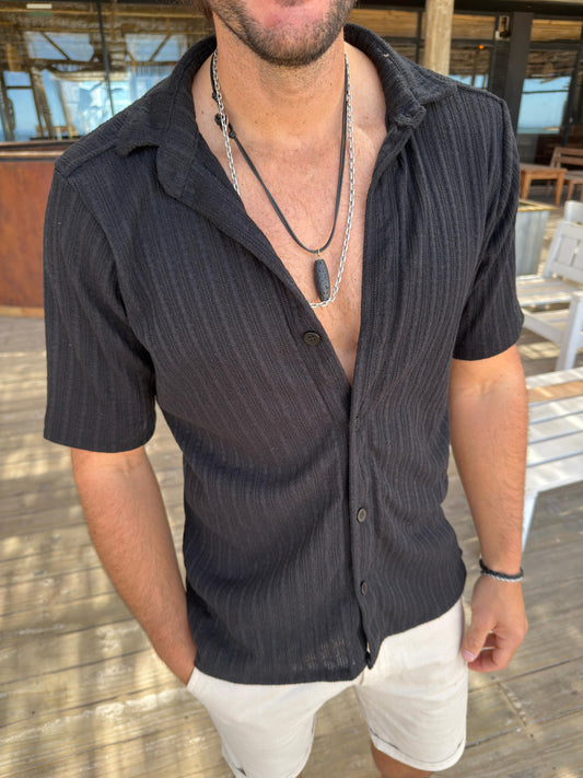 Camisa Tejida Trenza Black
