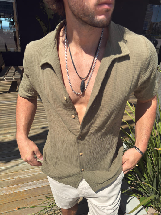 Camisa Muselina Verde Safari