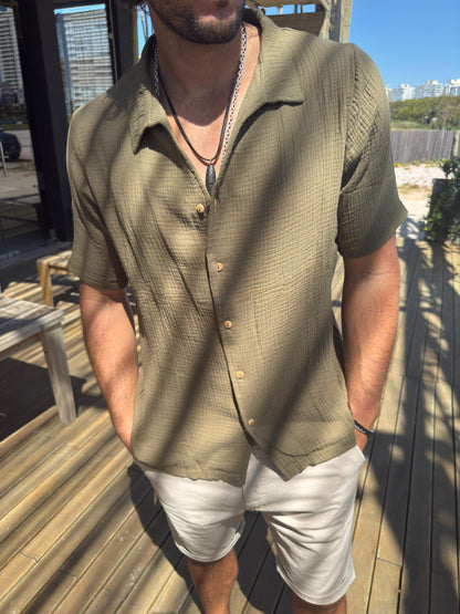 Camisa Muselina Verde Safari
