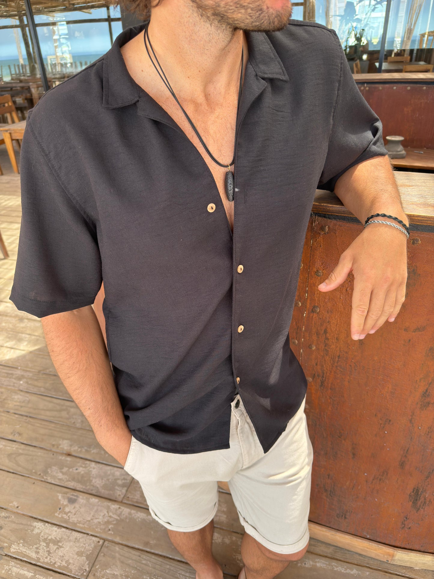 Camisa Fibrana M/corta Black