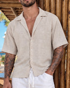 Camisa Fibrana Manga corta Beige