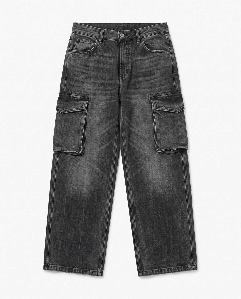 BAGGY Cargo Black Gastado - vista frontal