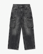 BAGGY Cargo Black Gastado - vista frontal
