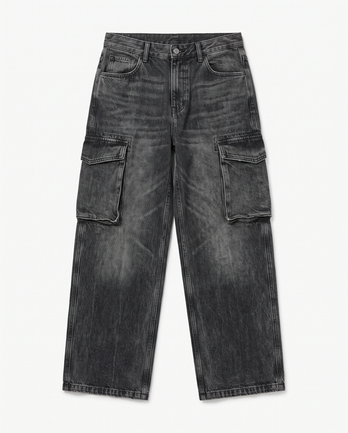 BAGGY Cargo Black Gastado - vista frontal