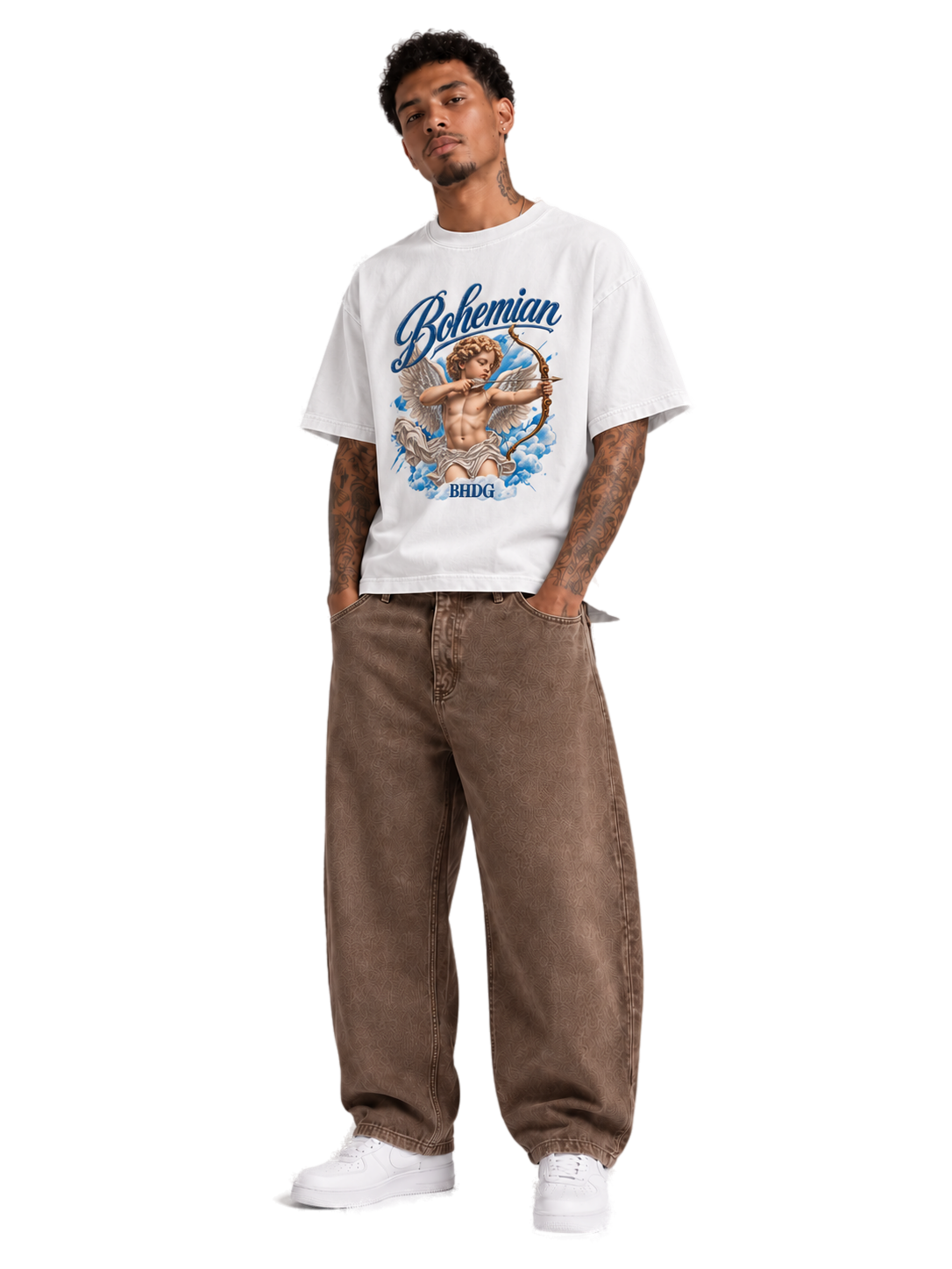 Remera Boxy Cupid Off White con Barrel Pigmentado Castana