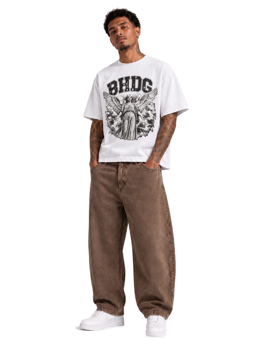 Remera Boxy Divine Off White con Barrel Pigmentado Castana