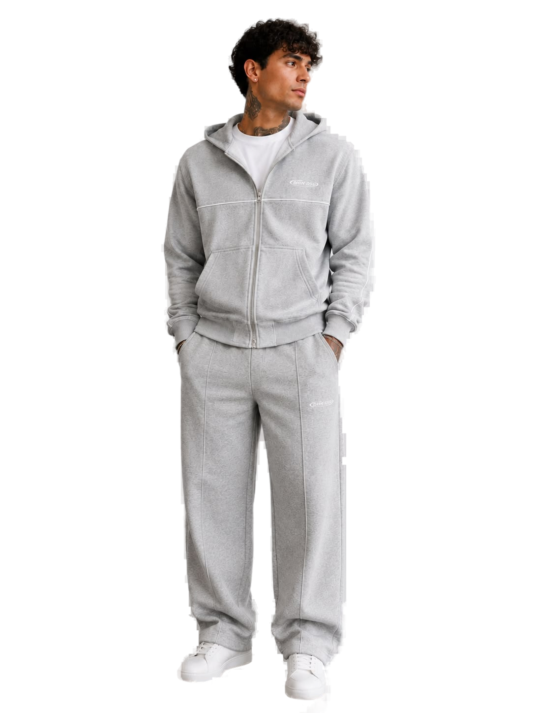 Outfit campera boxy raya gris con BAGGY Deportivo Linea Gris Melange