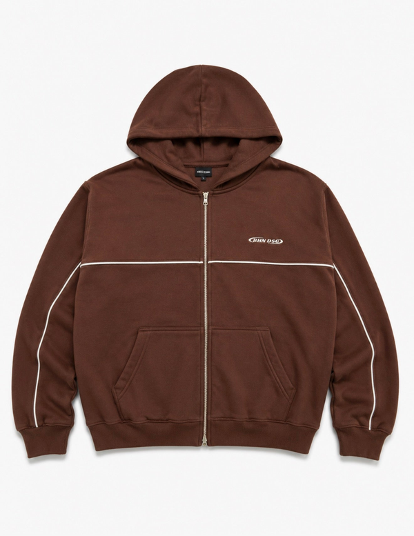 Campera Boxy Raya MarrÃ³n - vista frontal